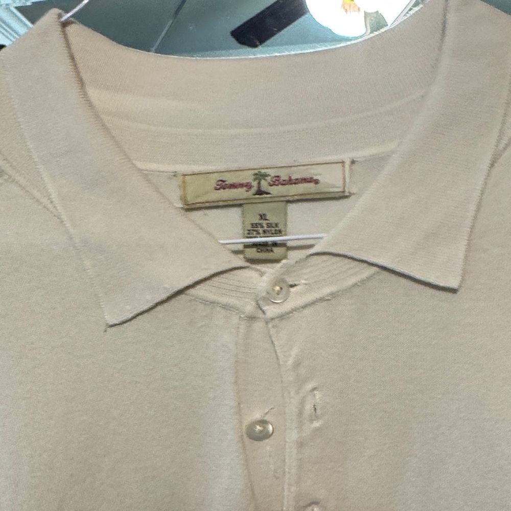 Tommy Bahama Men's Polo in Cream. 100% Silk